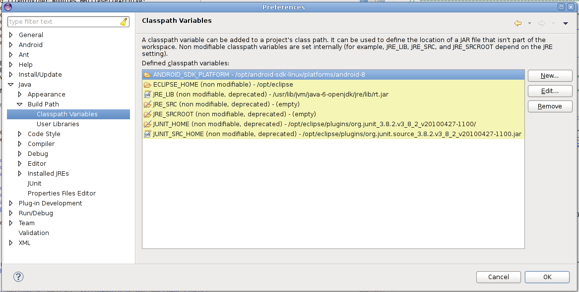 Configuring the Java classpath